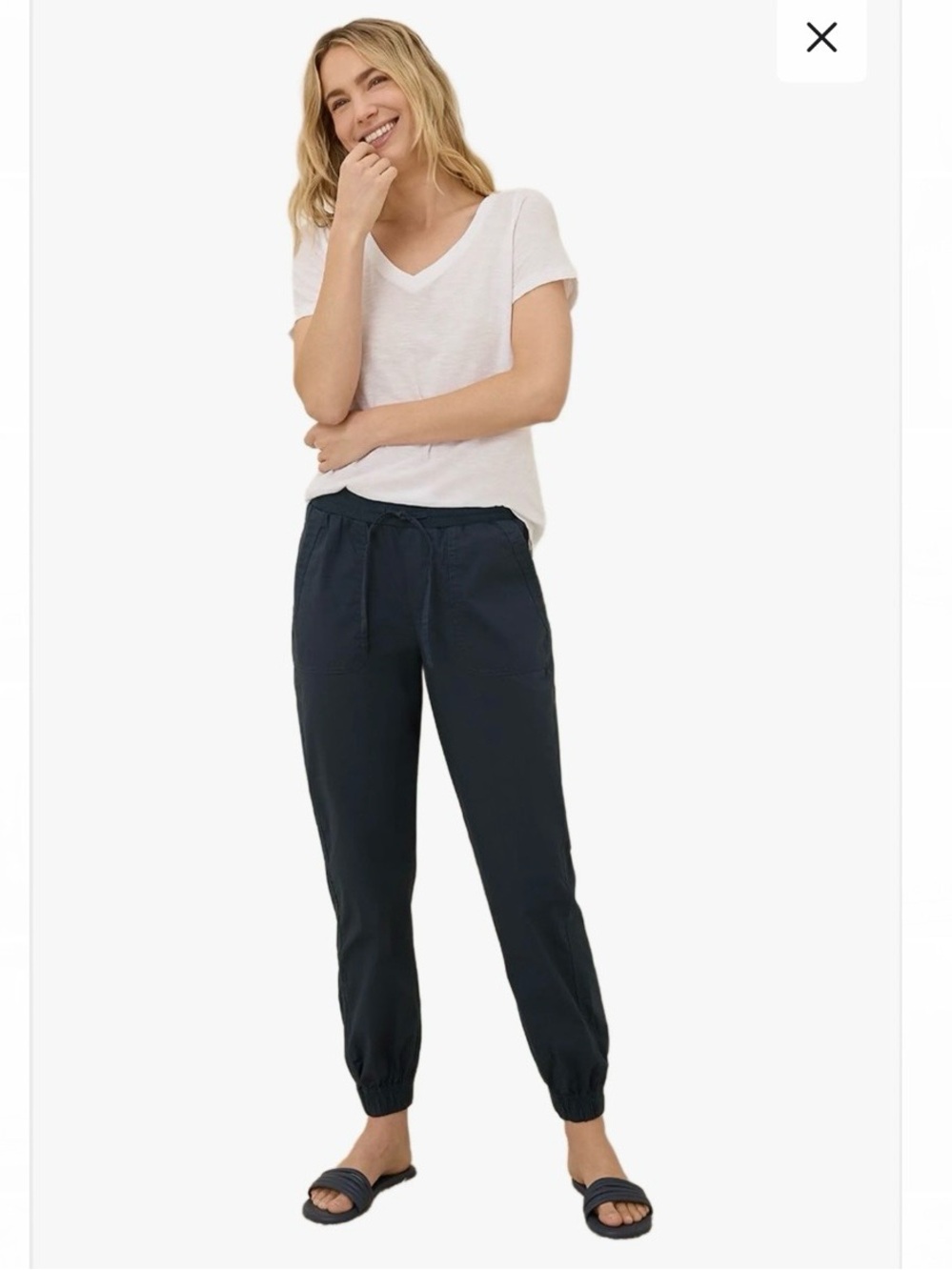 Pact Women's Organic Stretch Poplin Jogger Size L in Shadow